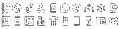 Telephone icons vector set. phone illustration sign collection. call symbol.