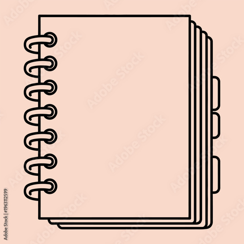 Minimal line of a spiral bound notebook line minimal notebook spiral binding blank pages peach background