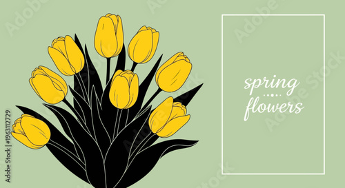 Vibrant yellow tulips in full bloom, a beautiful bouquet of spring flowers.