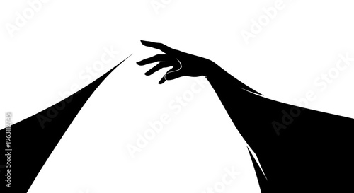 Silhouette of a graceful hand reaching out, symbolizing connection and longing.