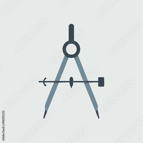 Geometric compass drawing tool icon illustration