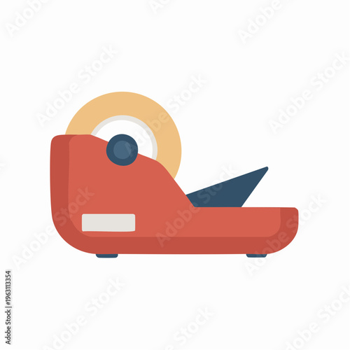 Colorful flat illustration of a red tape dispenser