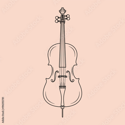 Minimal line of a violin on peach background line minimal peach background black lines musical instrument
