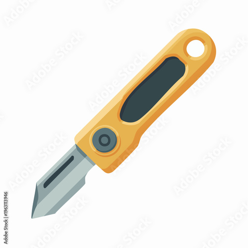 Yellow utility knife illustration with gray blade