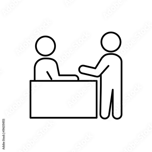 受付で接客をしている人の線画アイコン
