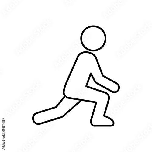 アキレス腱をのばしてストレッチをしている人の線画アイコン