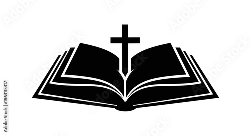 Open Bible with Christian Cross Symbolizing Faith and Spirituality.