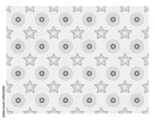 Geometric Pattern with Stars and Targets Vector Illustration