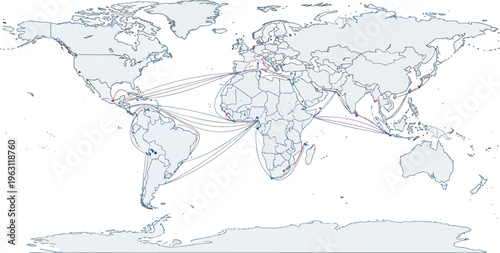 Global Trade Routes and Shipping Lanes Map Visualization