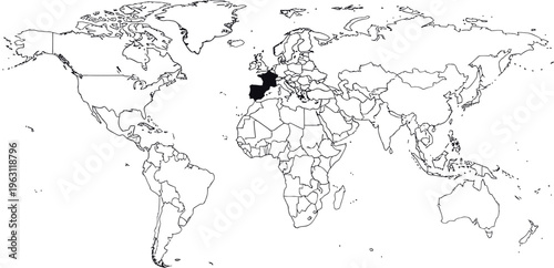 World map with highlighted countries in Europe
