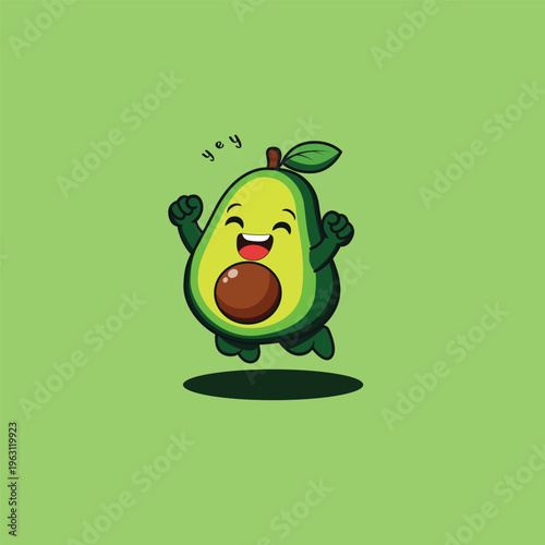 funny cartoon avocado mascot illustration