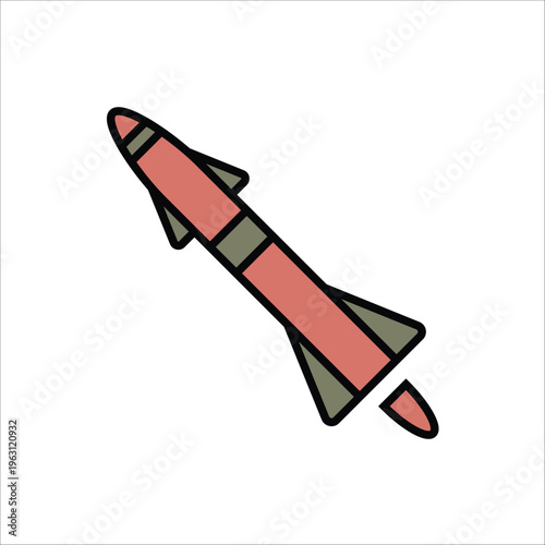 ballistic missle vector icon line template