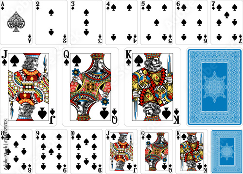 Fotografie Playing cards spades set