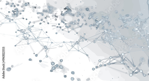 Abstract network of glowing particles and lines on a white background digital art