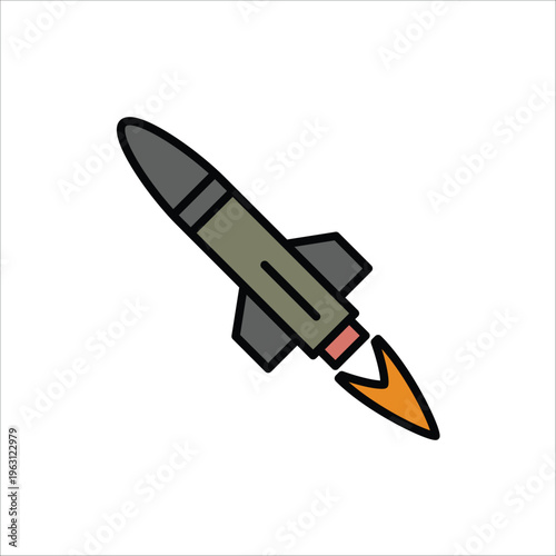 ballistic missle vector icon line template