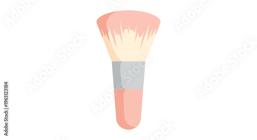Pink makeup brush in flat illustration for beauty product