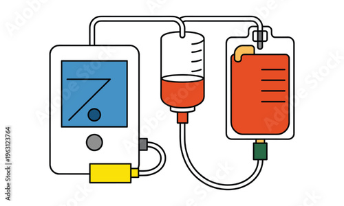 Infusion pump and iv fluid bag medical equipment