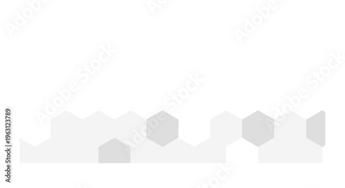 Geometric abstract pattern of interlocking hexagons and squares in shades of grey