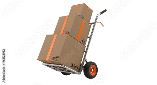 Hand Truck Loaded with Cardboard Boxes