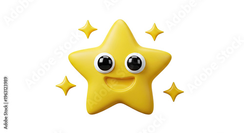 Happy Cartoon Star with Sparkles