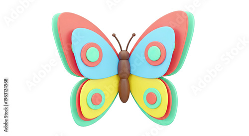 Colorful 3D Butterfly Illustration
