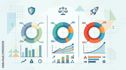 Business Infographic Dashboard with Data Visualization Charts and Icons for Financial Growth Analytics and Reporting