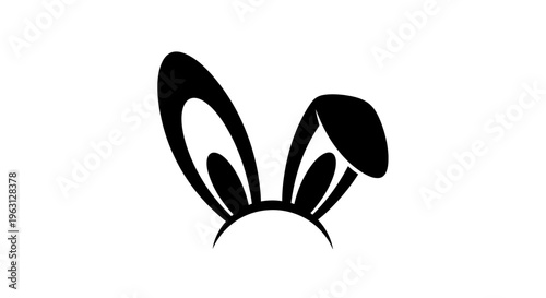Black bunny ears peeking up, simple and playful design.