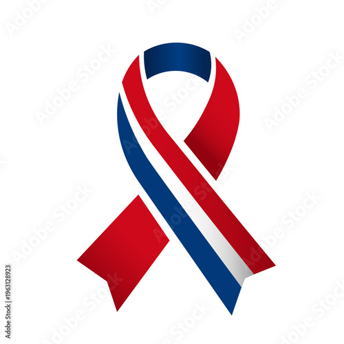 Patriotic awareness ribbon in American flag colors for Memorial Day and national holidays