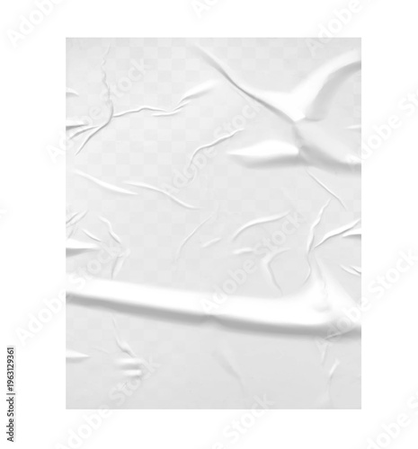 glued white paper poster on transparent background.