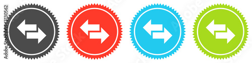 Icons auf 4 Buttons mit Zacken zeigen Doppelter Pfeil nach links und rechts