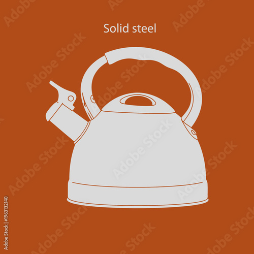 Solid steel kettle with handle.
