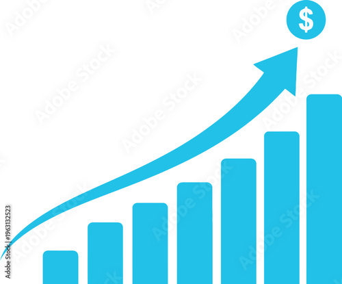 Growing business profits with upward graph