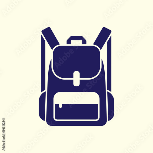 Dark blue backpack with white outline.