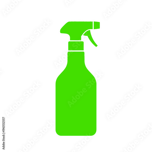 Green spray bottle cleaning supply.