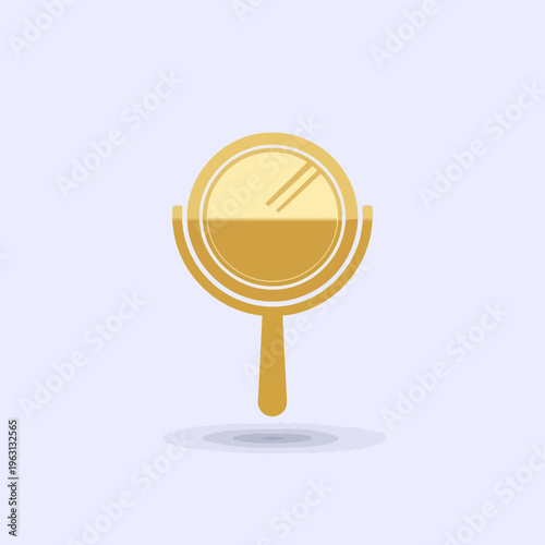Golden Handheld Mirror Icon Design.