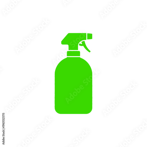 Green spray bottle cleaning supply.