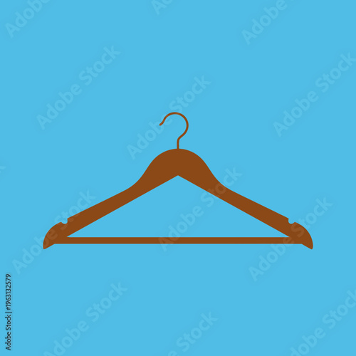 Brown wooden clothes hanger isolated.