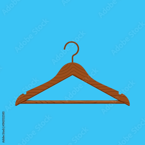 Brown wooden clothes hanger isolated.
