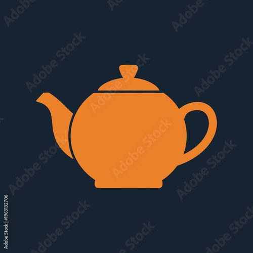 Teapot Icon Isolated on Dark Background.