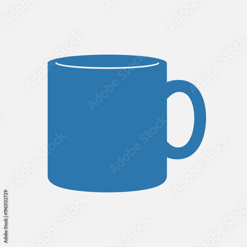 Blue ceramic coffee mug handle.