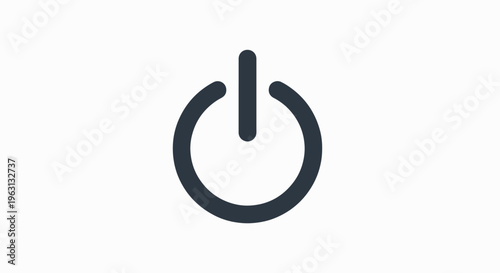 Power button symbol for electronics and devices on plain surface