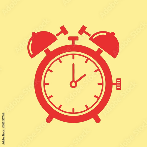 Red vintage alarm clock icon.