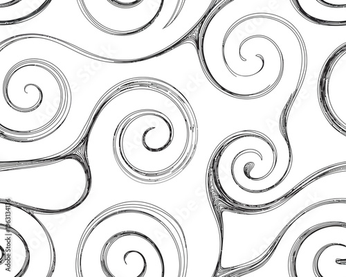 Black and white hand drawn seamless swirl pattern seamless pattern