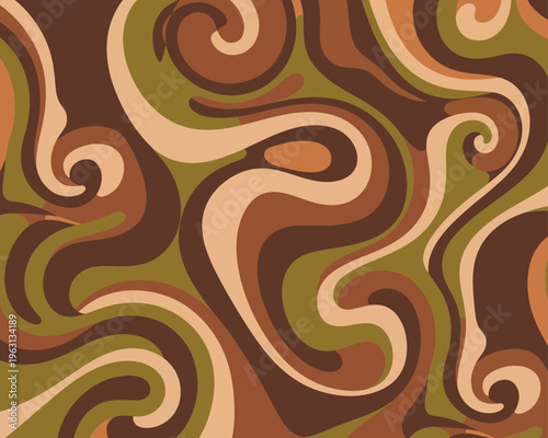 Vibrant seamless pattern with organic swirls in red and yellow