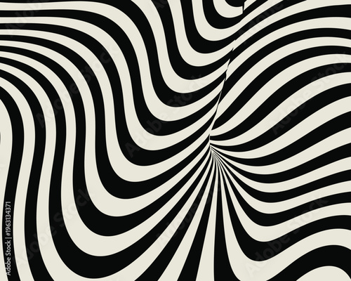 Black and white minimalist abstract swirl line pattern