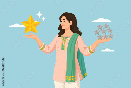 Woman with stars in hands