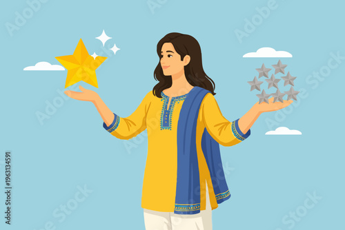 Woman with shining stars