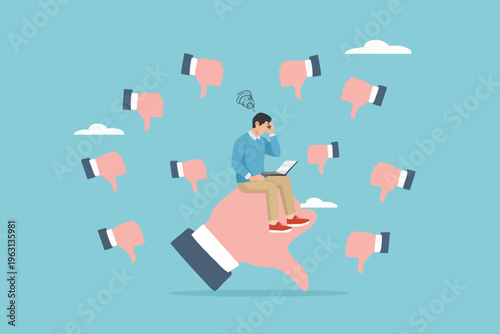 Sad Man With Laptop Device