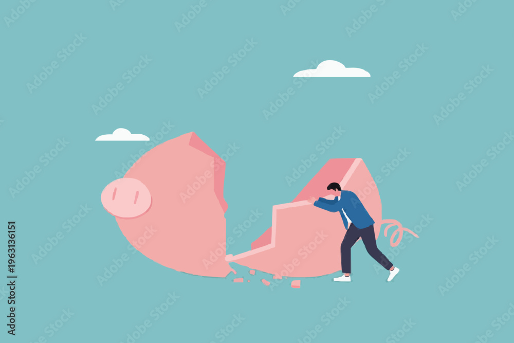 Fototapeta premium Broken Piggy Bank Concept