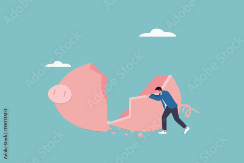 Broken Piggy Bank Concept